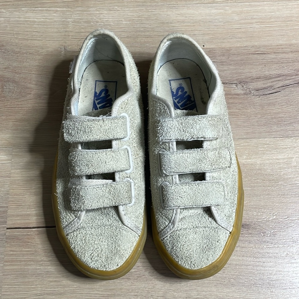Vans Velcro Shoes. Gray. Men's size 5.5. Women's Size 7. Great condition!